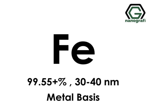Fe(Demir) Nanopartikül, 99.55+%, 30-40 nm, Metal Temelli 