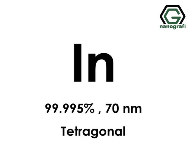 In(İndiyum) Nanopartikül, 99.995%, 70 nm, Tetragonal