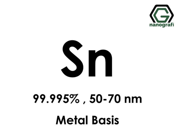 Sn(Kalay) Nanopartikül 99.995%, 50-70nm, Metal Temelli 