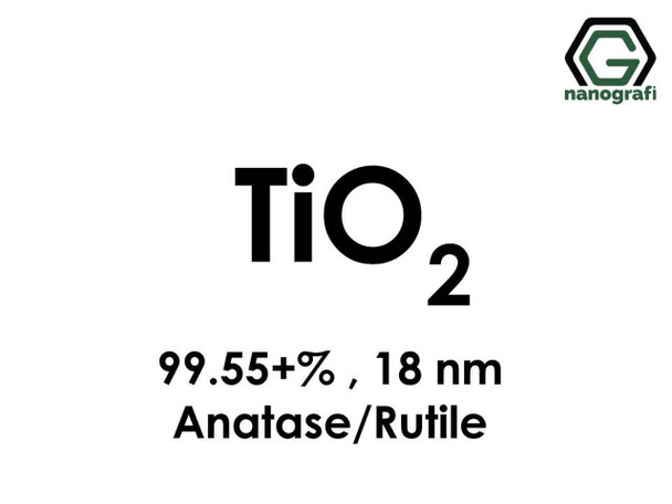 TiO2(Titanyum Dioksit) Nanopartikül , 18nm, Saflık 99.55+%, Anataz/Rutil