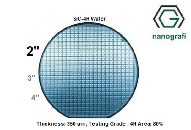 Silicon carbide Wafer ( SiC-4H ) - 4H , 2'' , Thickness: 350 um, Testing Grade , 4H Area: 80%