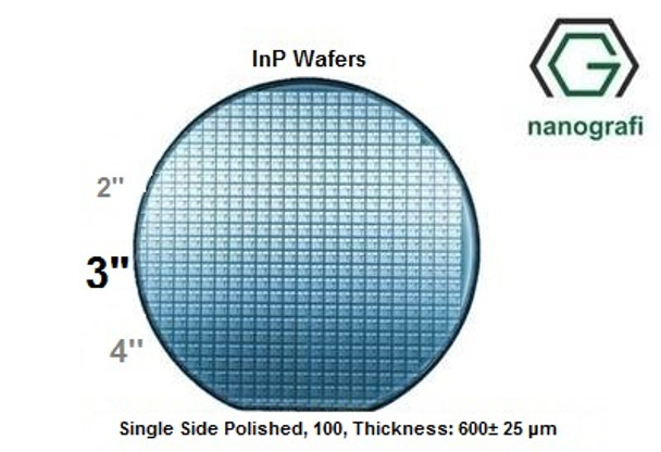 Indium Phosphide (InP) Wafers, 3'' , Single Side Polished, 100, Thickness: 600± 25 μm, EPI-Ready