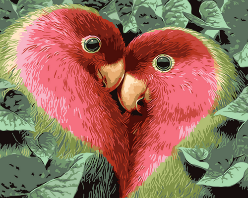 Red Love Birds  - DIY Paint By Numbers Kit