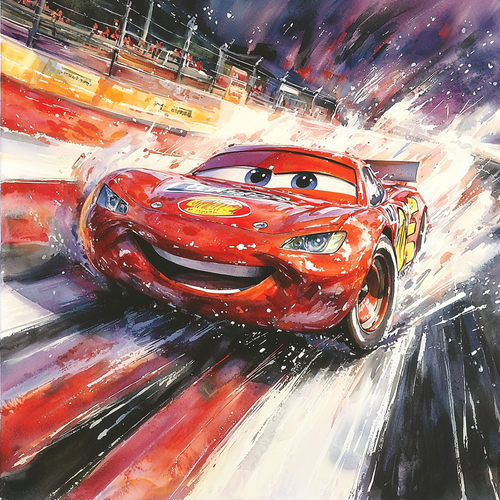 Lightning McQueen's Race Day - Disney Inspired DIY Painting By Numbers Kit