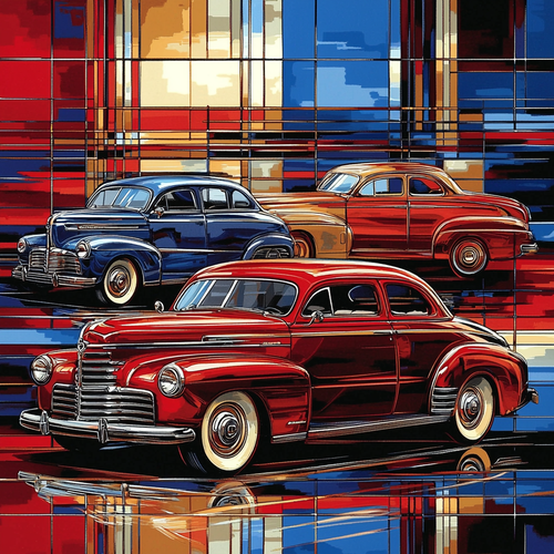 Art Deco Style Inspired Vintage Auto Enthusiasm - DIY Painting By Numbers Kit