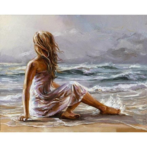 Girl on the Beach - DIY Painting By Numbers Kit