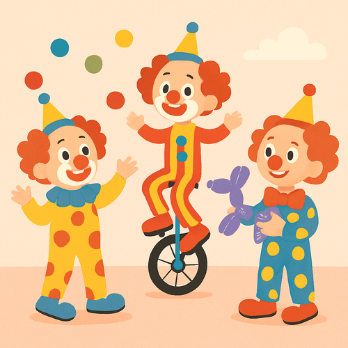 Happy Circus Clowns - DIY Painting By Numbers Kit Happy Circus Clowns - DIY Painting By Numbers Kit
