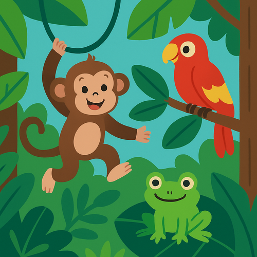 Friendly Jungle Friends - DIY Painting By Numbers Kit