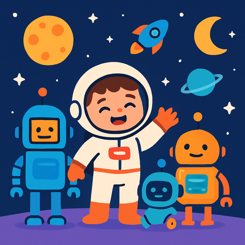 Outer Space Robots - DIY Painting By Numbers Kit Outer Space Robots - DIY Painting By Numbers Kit
