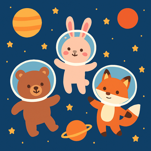 Space Animal Friends - DIY Painting By Numbers Kit Space Animal Friends - DIY Painting By Numbers Kit