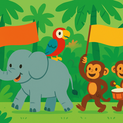 Happy Jungle Parade - DIY Painting By Numbers Kit Happy Jungle Parade - DIY Painting By Numbers Kit