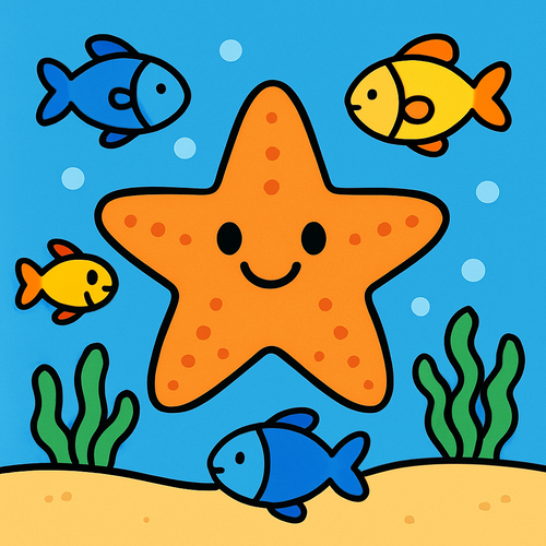 Happy Ocean Starfish and Friends - DIY Painting By Numbers Kit Happy Ocean Starfish and Friends - DIY Painting By Numbers Kit