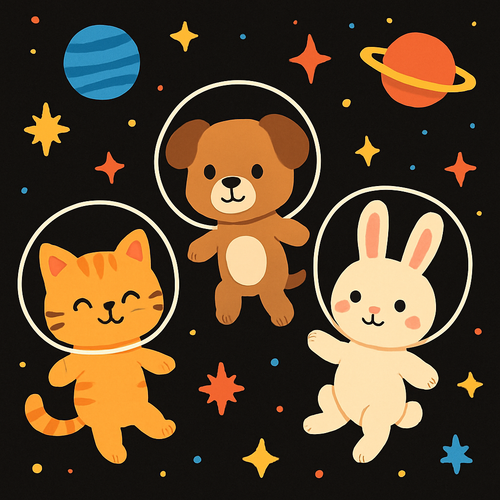 Space Animal Pals - DIY Painting By Numbers Kit Space Animal Pals - DIY Painting By Numbers Kit