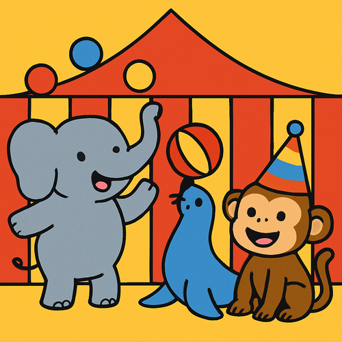 Cheerful Circus Animals - DIY Painting By Numbers Kit