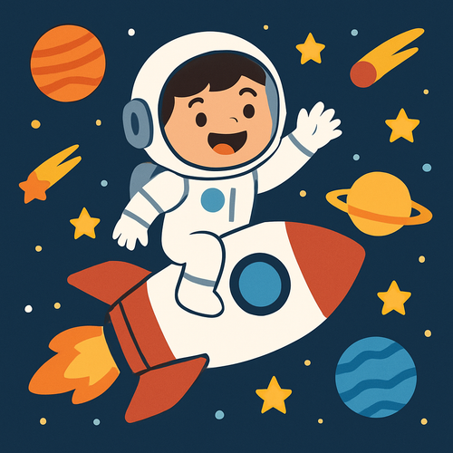 Space Explorer Rocket Ride - DIY Painting By Numbers Kit Space Explorer Rocket Ride - DIY Painting By Numbers Kit