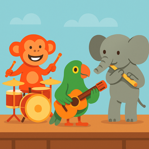 Happy Jungle Jam Band - DIY Painting By Numbers Kit Happy Jungle Jam Band - DIY Painting By Numbers Kit
