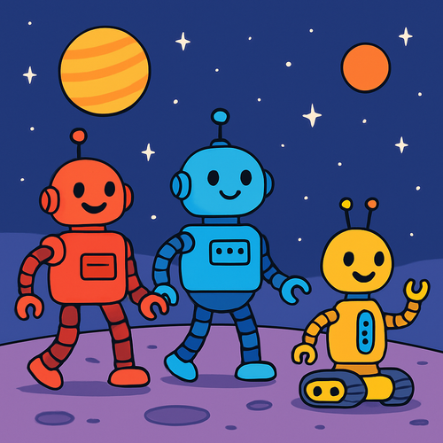 Cosmic Robot Explorers - DIY Painting By Numbers Kit