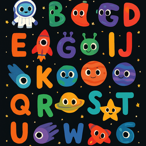 Space Explorer Alphabet - DIY Painting By Numbers Kit Space Explorer Alphabet - DIY Painting By Numbers Kit