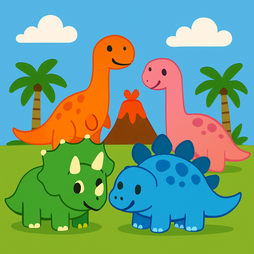 Happy Dinosaur Park - DIY Painting By Numbers Kit Happy Dinosaur Park - DIY Painting By Numbers Kit