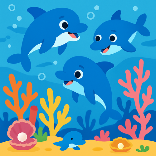 Underwater Treasure Hunt with Playful Dolphins - DIY Painting By Numbers Kit Underwater Treasure Hunt with Playful Dolphins - DIY Painting By Numbers Kit