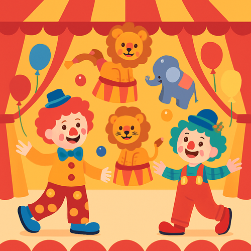 Circus Fun with Jolly Clowns and Animals - DIY Painting By Numbers Kit
