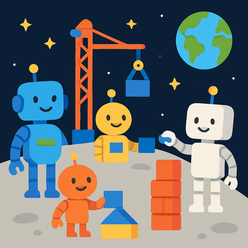Space Robots Building a Moon Base - DIY Painting By Numbers Kit Space Robots Building a Moon Base - DIY Painting By Numbers Kit