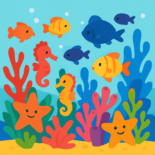 Ocean Friends with Colorful Coral Reef - DIY Painting By Numbers Kit Ocean Friends with Colorful Coral Reef - DIY Painting By Numbers Kit