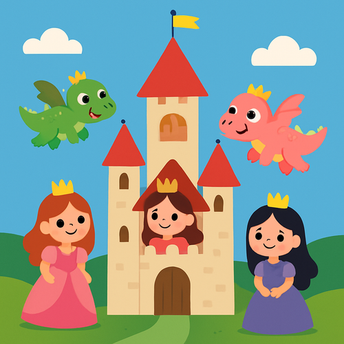 Magic Castle with Friendly Dragons and Princesses - DIY Painting By Numbers Kit Magic Castle with Friendly Dragons and Princesses - DIY Painting By Numbers Kit