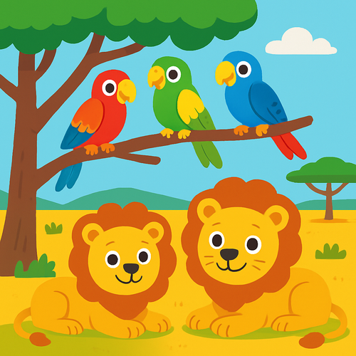 Wild Safari with Colorful Parrots and Lions - DIY Painting By Numbers Kit Wild Safari with Colorful Parrots and Lions - DIY Painting By Numbers Kit