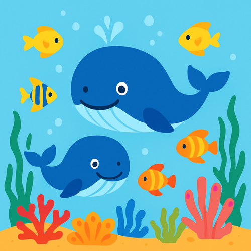 Ocean Voyage with Happy Whales - DIY Painting By Numbers Kit Ocean Voyage with Happy Whales - DIY Painting By Numbers Kit
