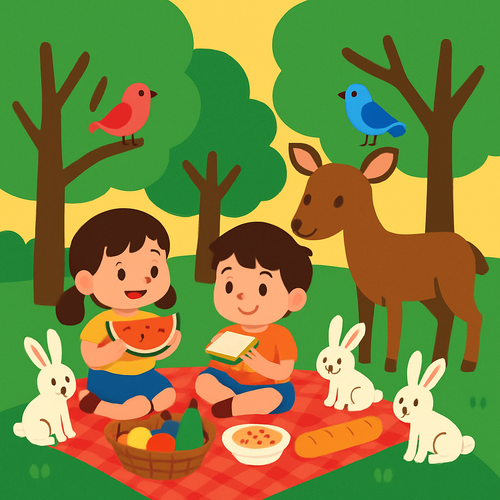 Happy Woodland Picnic - DIY Painting By Numbers Kit Happy Woodland Picnic - DIY Painting By Numbers Kit