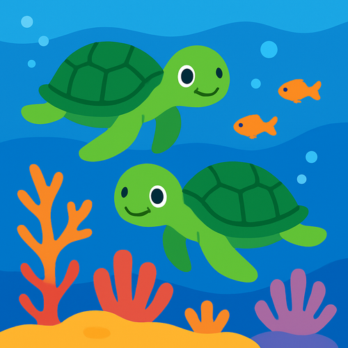 Friendly Sea Turtles - DIY Painting By Numbers Kit