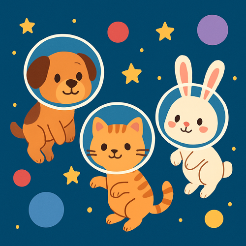 Space Animal Party - DIY Painting By Numbers Kit Space Animal Party - DIY Painting By Numbers Kit
