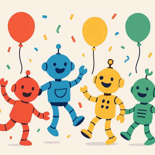 Friendly Robot Party - DIY Painting By Numbers Kit