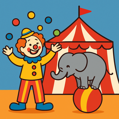 Circus Fun with Clowns and Animals - DIY Painting By Numbers Kit