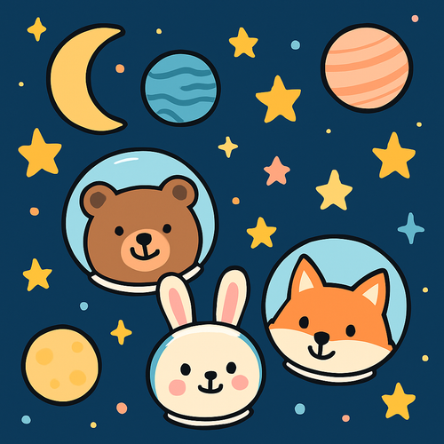 Galaxy Explorer Animals - DIY Painting By Numbers Kit