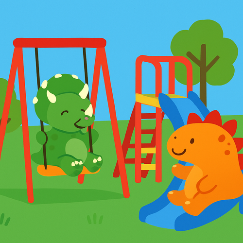 Friendly Dinosaur Playground - DIY Painting By Numbers Kit