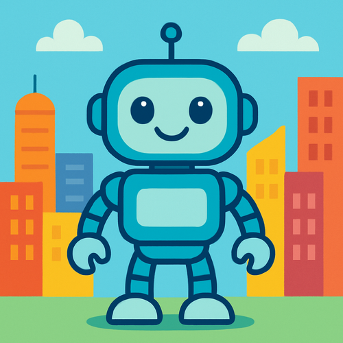 Playful Robot in Future City - DIY Painting By Numbers Kit