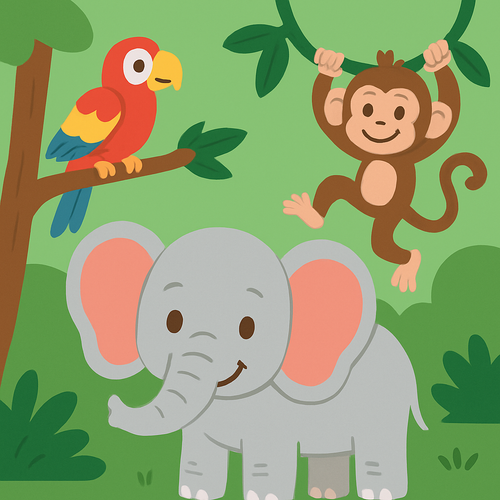 Friendly Jungle Animals - DIY Painting By Numbers Kit
