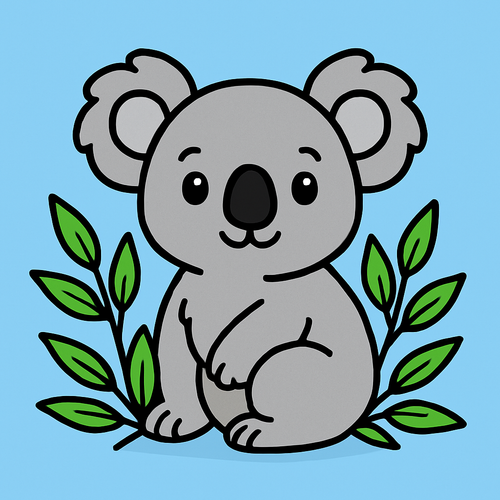 Friendly Koala in Eucalyptus - DIY Painting By Numbers Kit