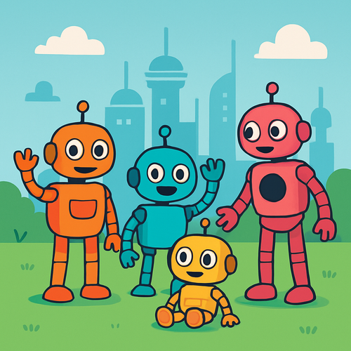 Robot Friends Gathering - DIY Painting By Numbers Kit