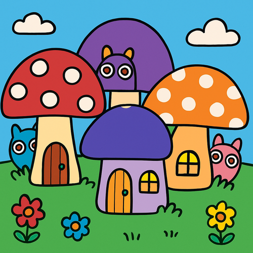 Enchanted Mushroom Village - DIY Painting By Numbers Kit