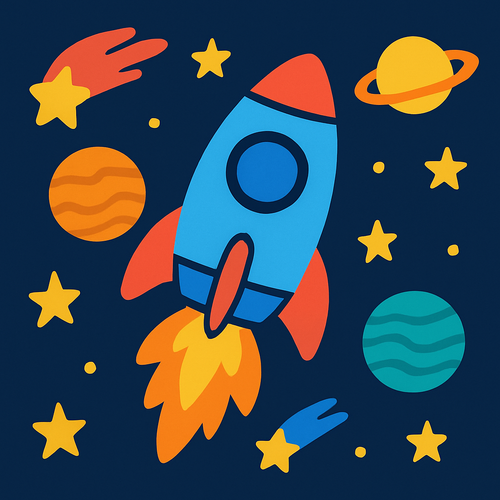 Rocket Adventure in Space - DIY Painting By Numbers Kit