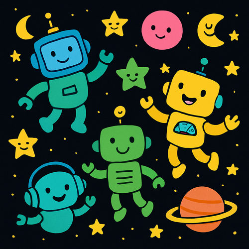 Robot Space Explorers - DIY Painting By Numbers Kit