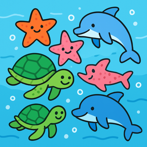 Ocean Creatures Parade - DIY Painting By Numbers Kit