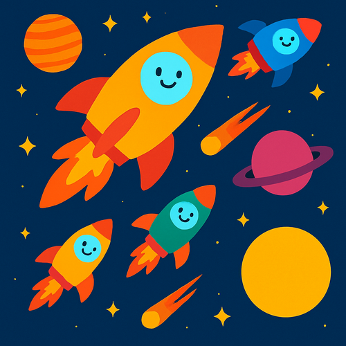 Cosmic Space Race - DIY Painting By Numbers Kit