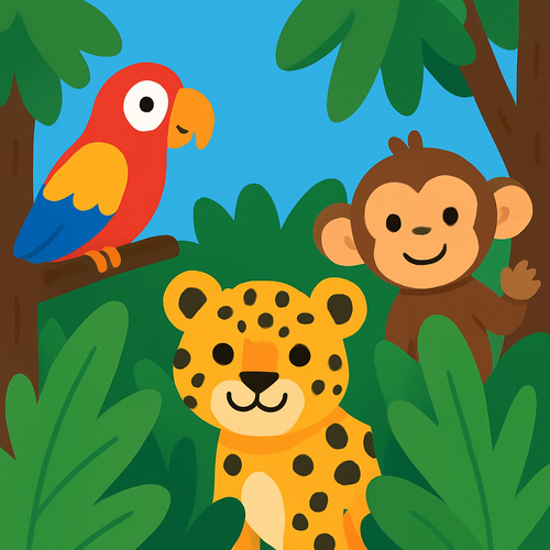 Jungle Animal Hide and Seek - DIY Painting By Numbers Kit