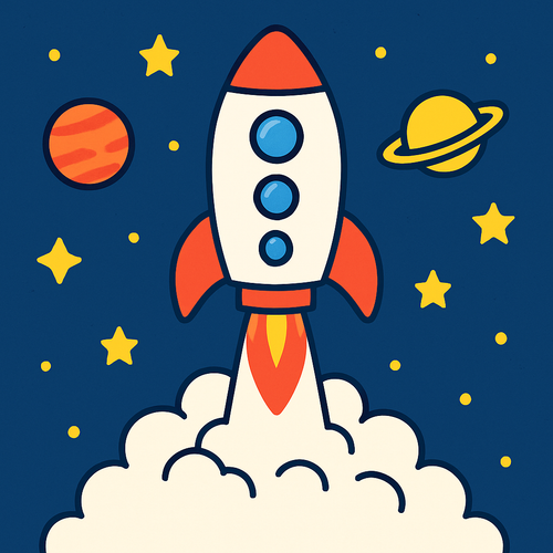 Space Rocket Blast Off - DIY Painting By Numbers Kit