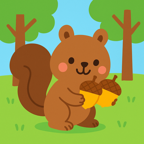 Mischievous Squirrel with Acorns - DIY Painting By Numbers Kit