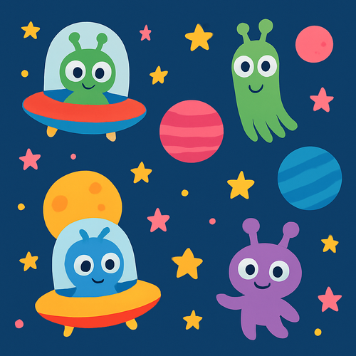 Space Aliens and Planets - DIY Painting By Numbers Kit